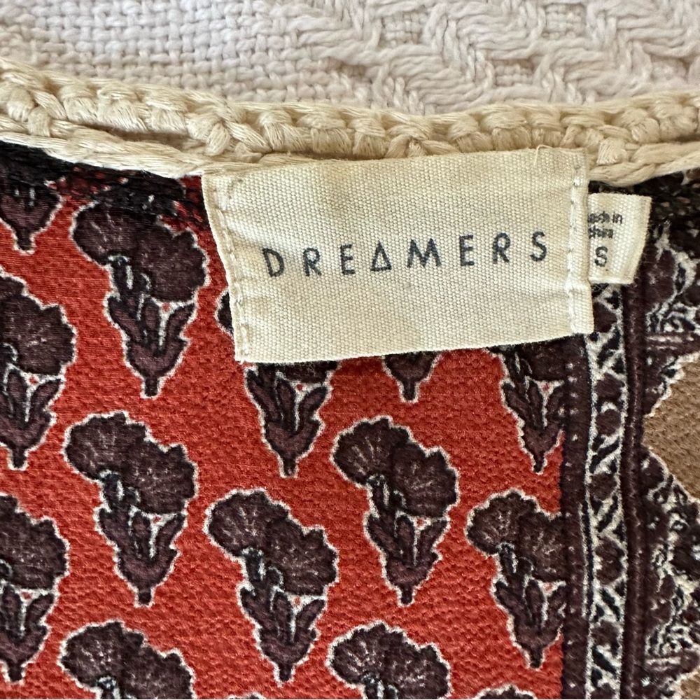 Dreamers Bohemian Vintage Crochet Fringe Patchwork Vest Woman’s-M Hippie Aztec - Picture 7 of 8